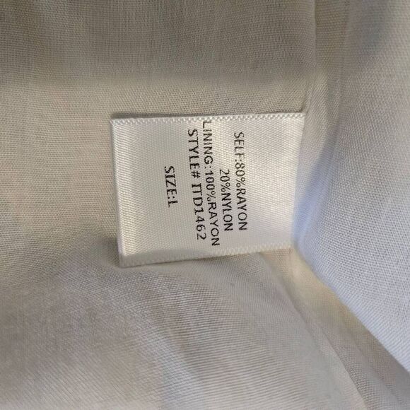 Raw Edge dress, button front yellow/blue. Size L NWOT. - Picture 5 of 6